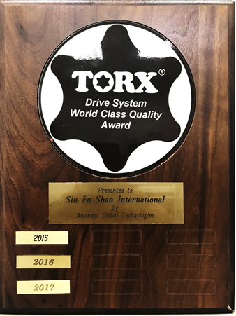 winner of 2015 TORX Drive system world class quality award